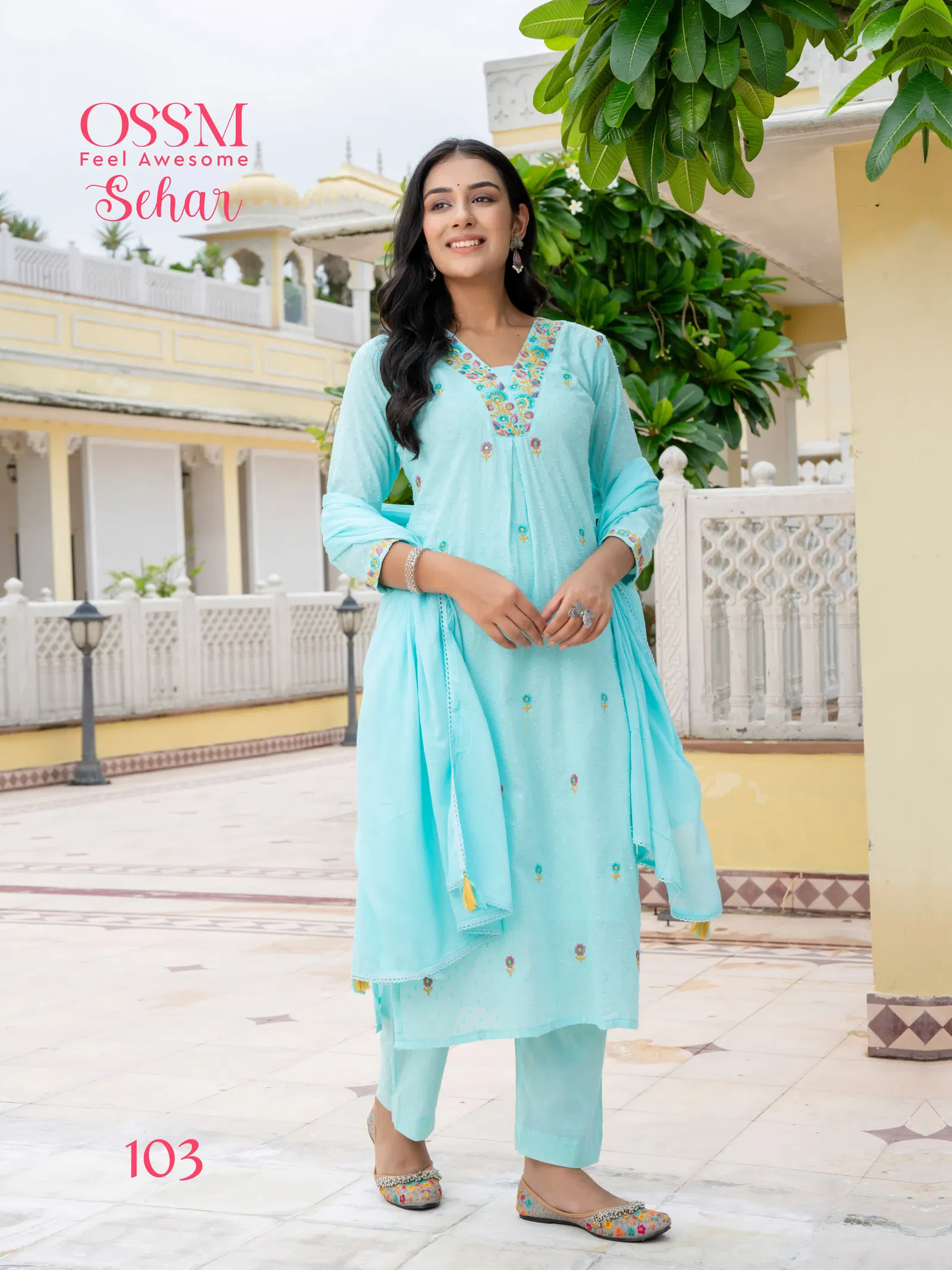 Sehar By Ossm Mal Jacquard Kurti With Bottom Dupatta Suppliers In India